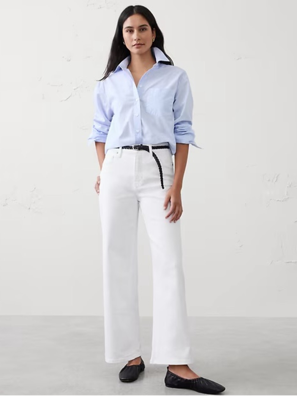 NWT! Banana Republic Pure White High-Rise Wide-Leg Cropped Jean - Size 34/18🩷